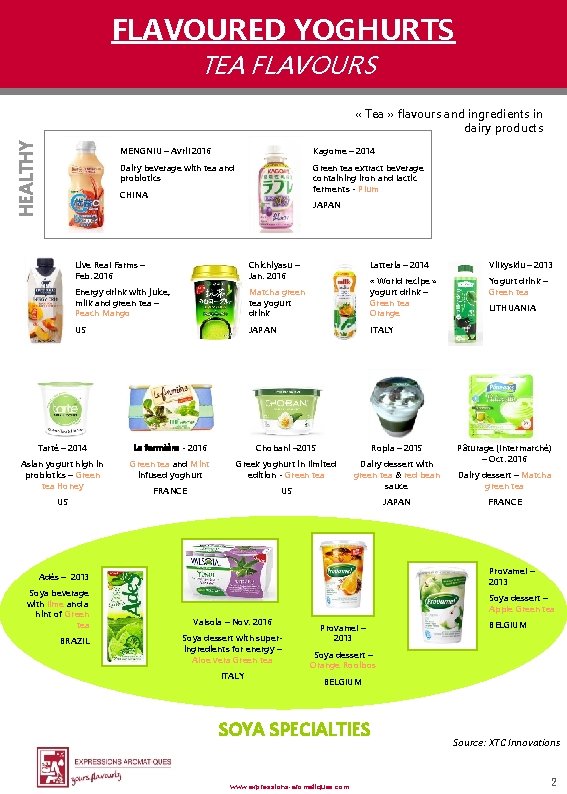 FLAVOURED YOGHURTS TEA FLAVOURS HEALTHY « Tea » flavours and ingredients in dairy products