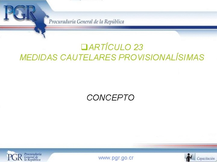 q. ARTÍCULO 23 MEDIDAS CAUTELARES PROVISIONALÍSIMAS CONCEPTO 