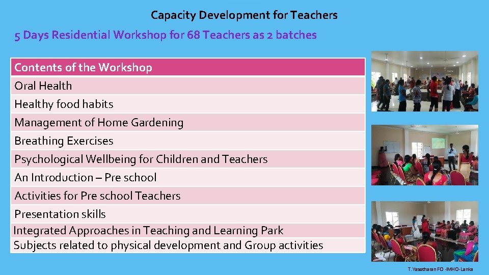 Capacity Development for Teachers 5 Days Residential Workshop for 68 Teachers as 2 batches