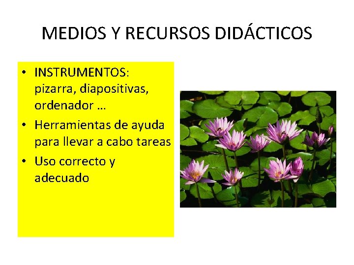 MEDIOS Y RECURSOS DIDÁCTICOS • INSTRUMENTOS: pizarra, diapositivas, ordenador … • Herramientas de ayuda