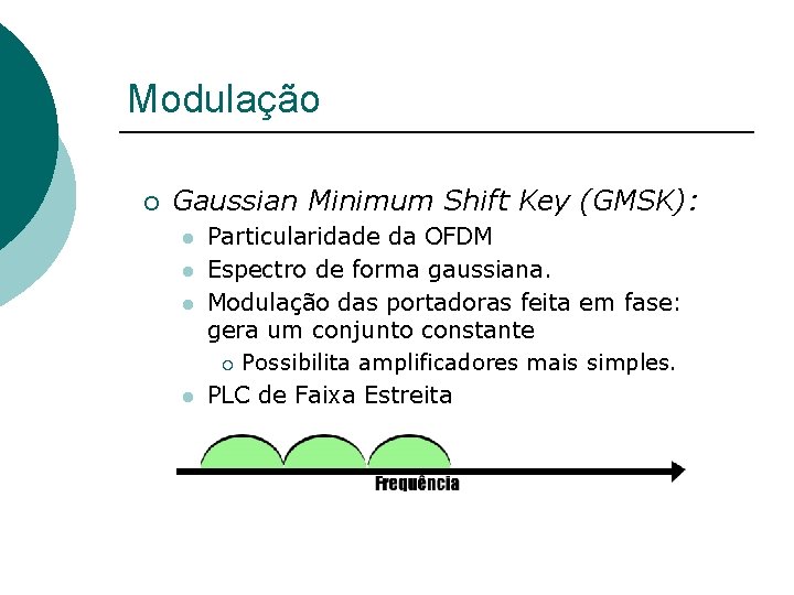 Modulação ¡ Gaussian Minimum Shift Key (GMSK): l l Particularidade da OFDM Espectro de