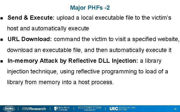 Major PHFs -2 n Send & Execute: upload a local executable file to the