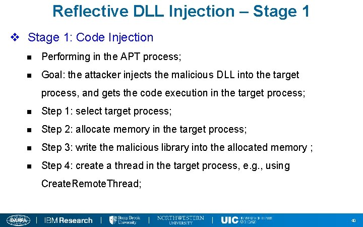 Reflective DLL Injection – Stage 1 v Stage 1: Code Injection n Performing in