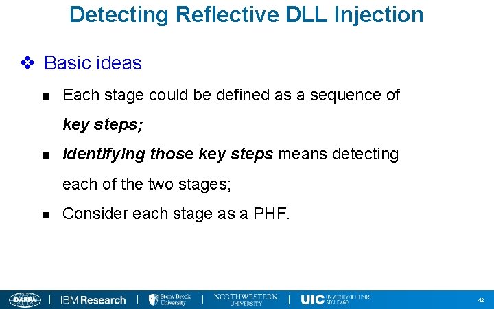 Detecting Reflective DLL Injection v Basic ideas n Each stage could be defined as
