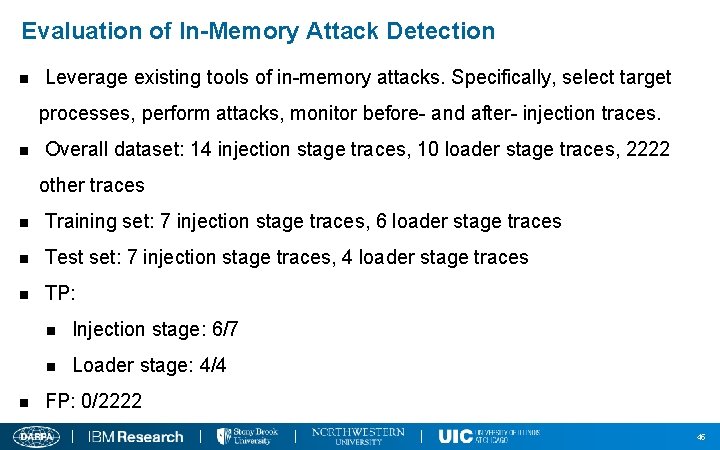 Evaluation of In-Memory Attack Detection n Leverage existing tools of in-memory attacks. Specifically, select