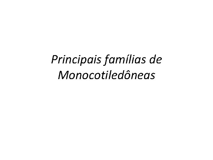 Principais famílias de Monocotiledôneas 