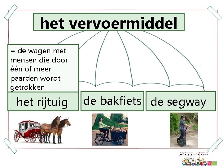 het vervoermiddel = de wagen met mensen die door één of meer paarden wordt