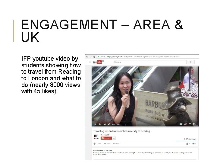 ENGAGEMENT – AREA & UK IFP youtube video by students showing how to travel