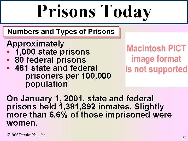 Prisons Today Numbers and Types of Prisons Approximately • 1, 000 state prisons •