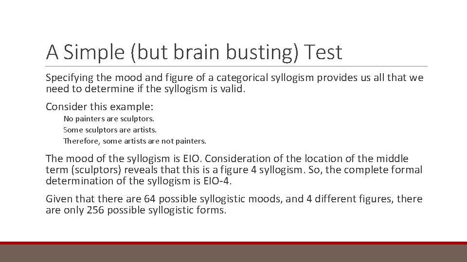 A Simple (but brain busting) Test Specifying the mood and figure of a categorical