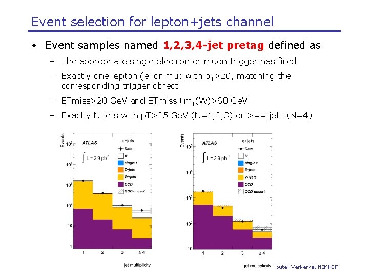 Event selection for lepton+jets channel • Event samples named 1, 2, 3, 4 -jet