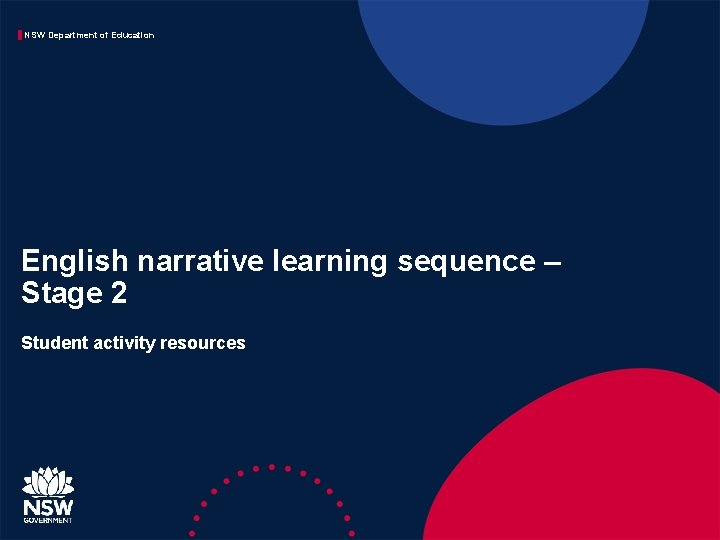 NSW Department of Education English narrative learning sequence – Stage 2 Student activity resources