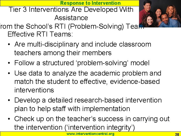 Response to Intervention Tier 3 Interventions Are Developed With Assistance from the School’s RTI