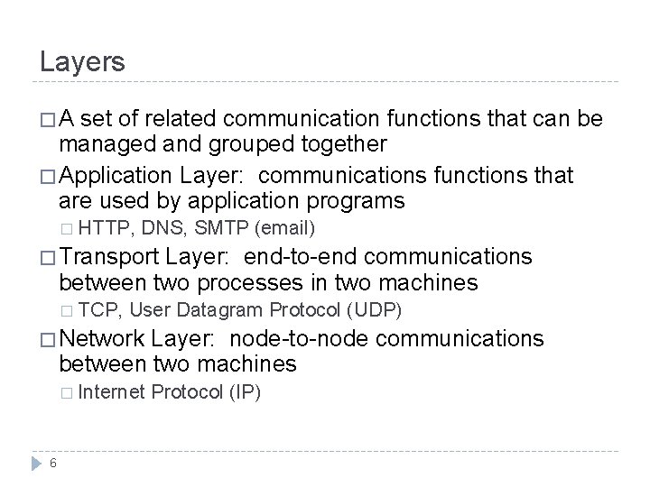 Layers �A set of related communication functions that can be managed and grouped together