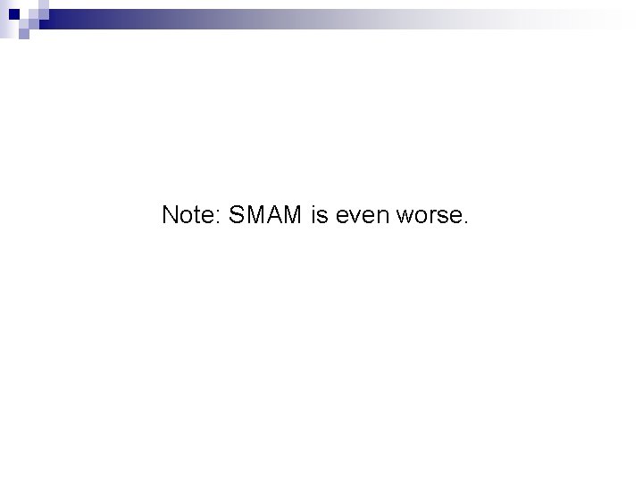 Note: SMAM is even worse. 