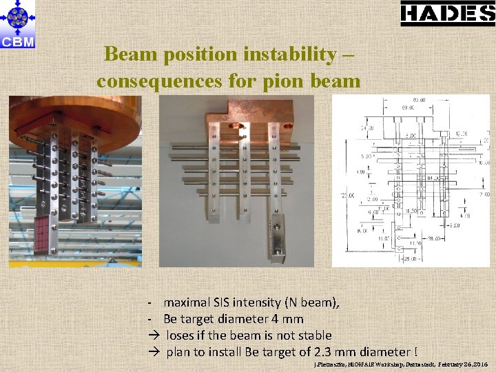 Beam position instability – consequences for pion beam - maximal SIS intensity (N beam),