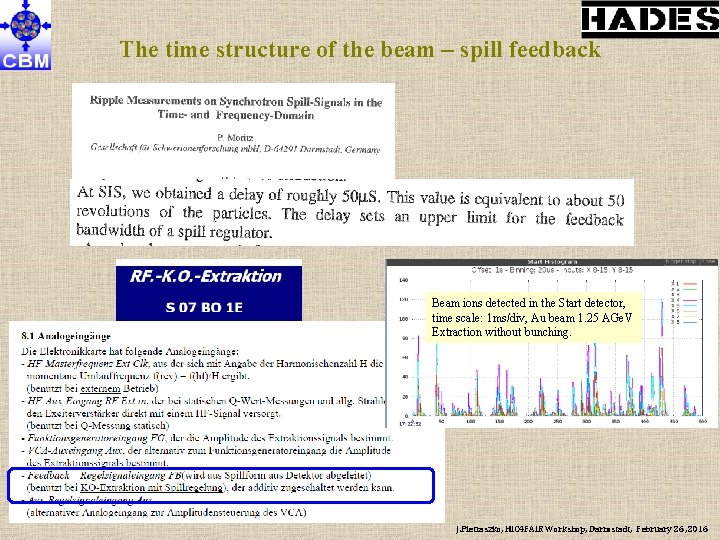 The time structure of the beam – spill feedback Beam ions detected in the