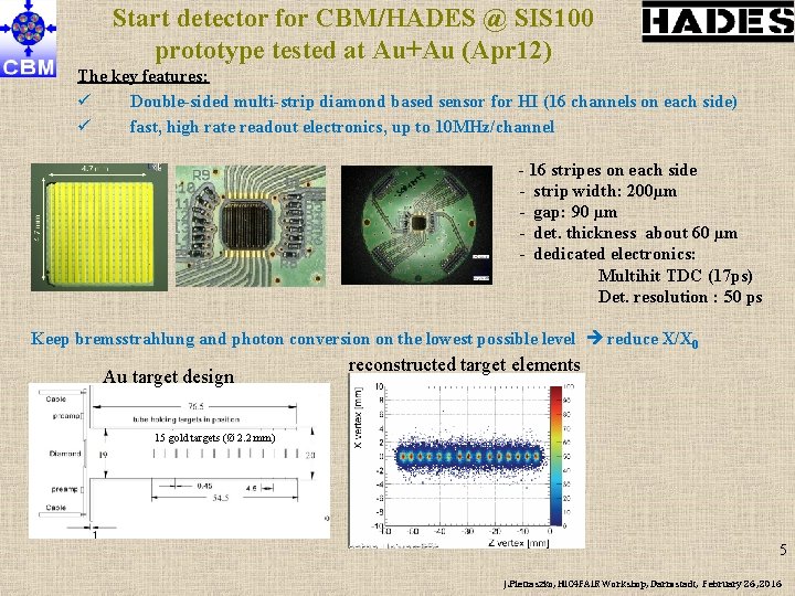 Start detector for CBM/HADES @ SIS 100 prototype tested at Au+Au (Apr 12) The