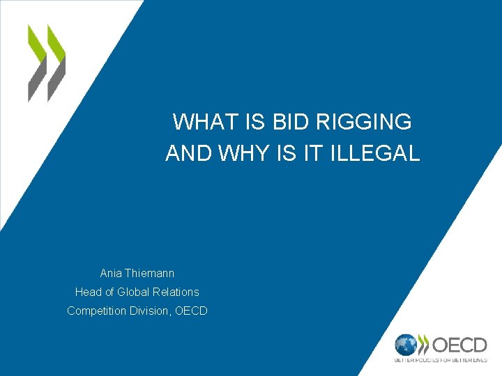 WHAT IS BID RIGGING AND WHY IS IT ILLEGAL Ania Thiemann Head of Global