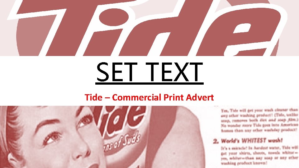 SET TEXT Tide – Commercial Print Advert 