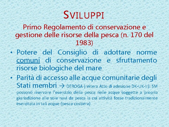 S VILUPPI Primo Regolamento di conservazione e gestione delle risorse della pesca (n. 170