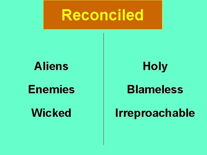 Reconciled Aliens Holy Enemies Blameless Wicked Irreproachable 