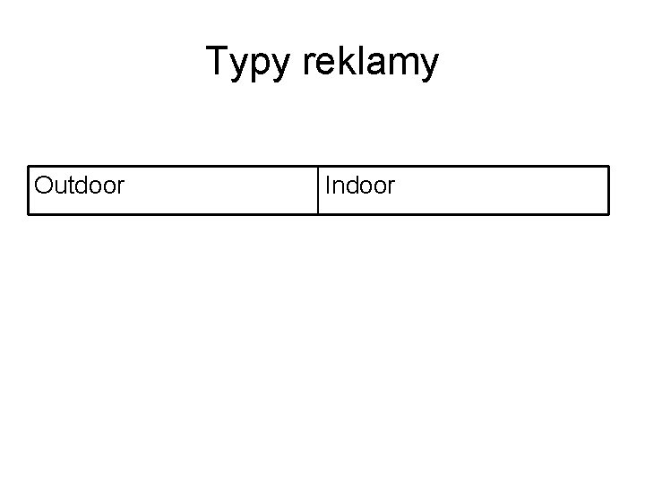 Typy reklamy Outdoor Indoor 