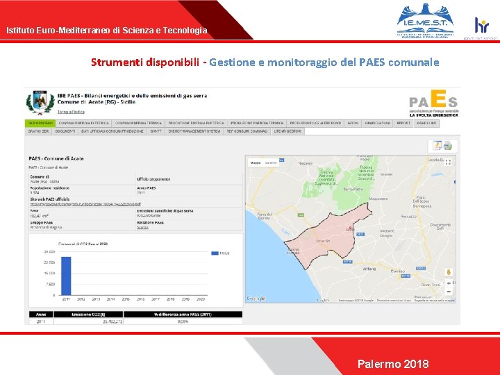 Istituto Euro-Mediterraneo di Scienza e Tecnologia Strumenti disponibili - Gestione e monitoraggio del PAES