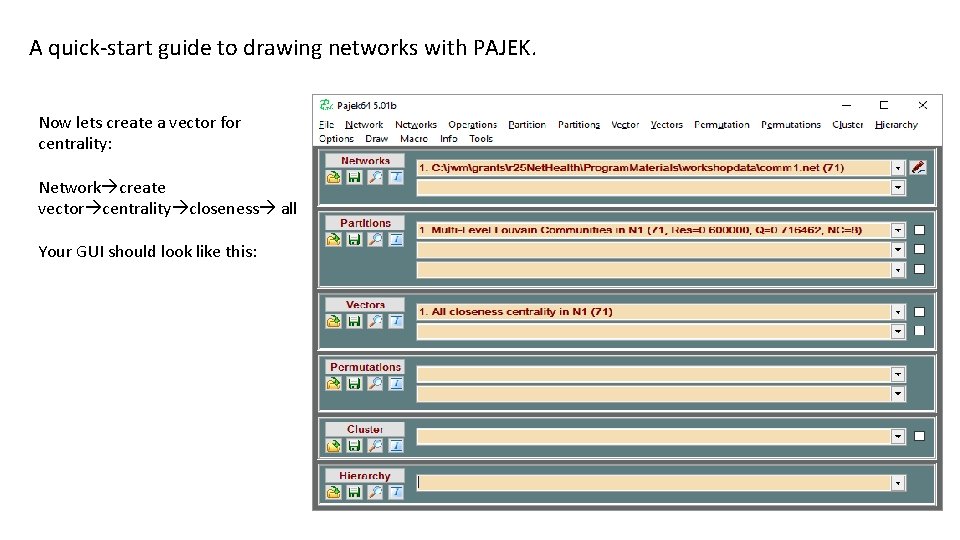 A quick-start guide to drawing networks with PAJEK. Now lets create a vector for
