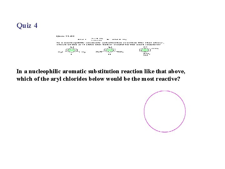 Quiz 4 In a nucleophilic aromatic substitution reaction like that above, which of the