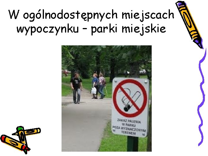 W ogólnodostępnych miejscach wypoczynku – parki miejskie 