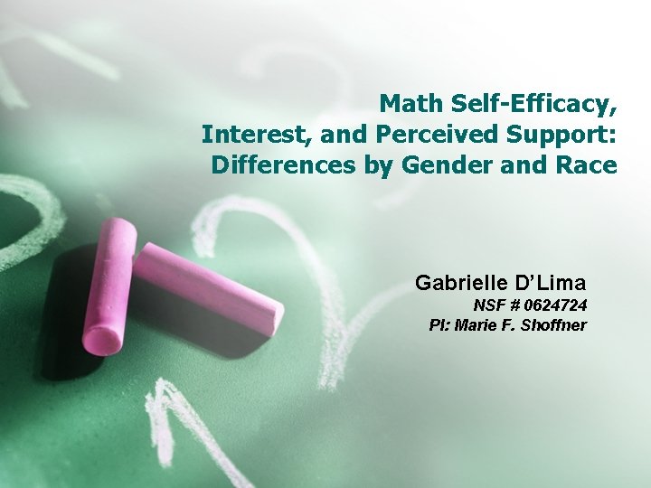 Math Self-Efficacy, Interest, and Perceived Support: Differences by Gender and Race Gabrielle D’Lima NSF