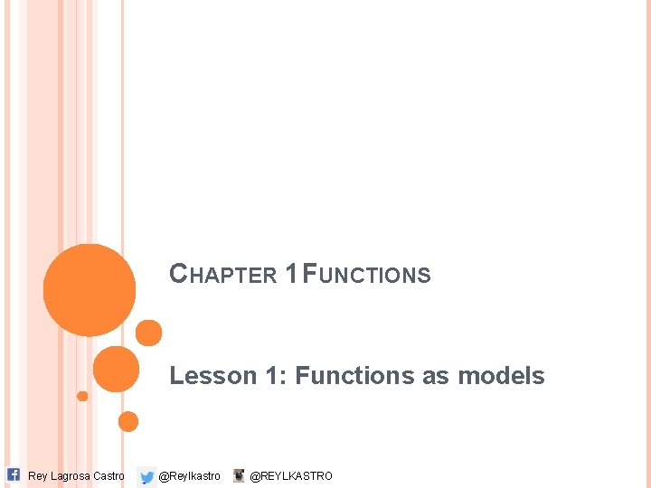 CHAPTER 1 FUNCTIONS Lesson 1 Functions as models