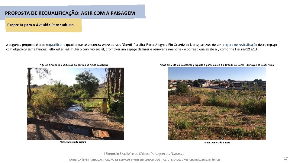 PROPOSTA DE REQUALIFICAÇÃO: AGIR COM A PAISAGEM Proposta para a Avenida Pernambuco A segunda
