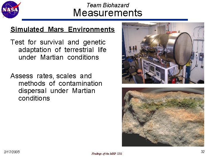 Team Biohazard Measurements Simulated Mars Environments Test for survival and genetic adaptation of terrestrial