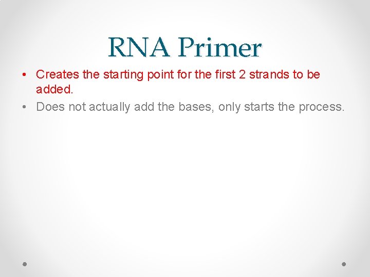 RNA Primer • Creates the starting point for the first 2 strands to be