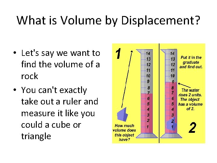 What is Volume by Displacement? • Let's say we want to find the volume