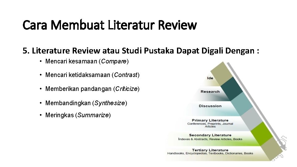 Cara Membuat Literatur Review 5. Literature Review atau Studi Pustaka Dapat Digali Dengan :