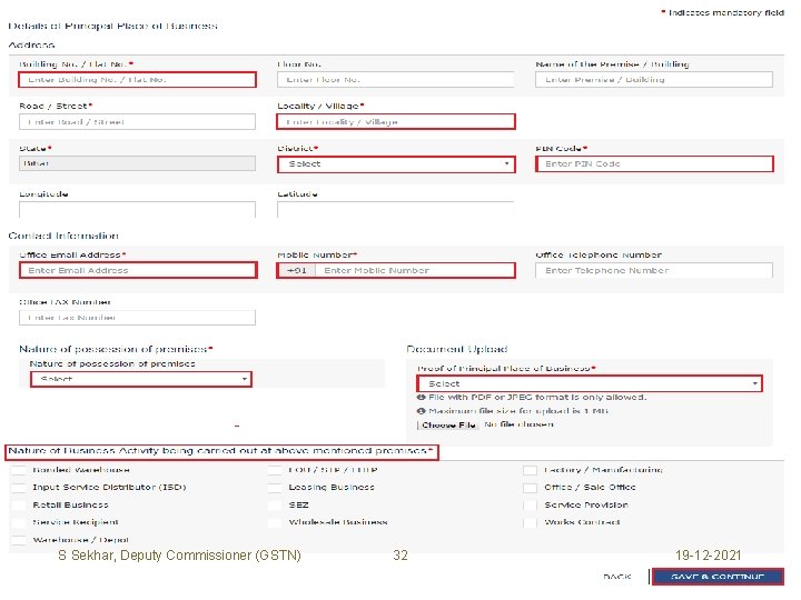 S Sekhar, Deputy Commissioner (GSTN) 32 19 -12 -2021 