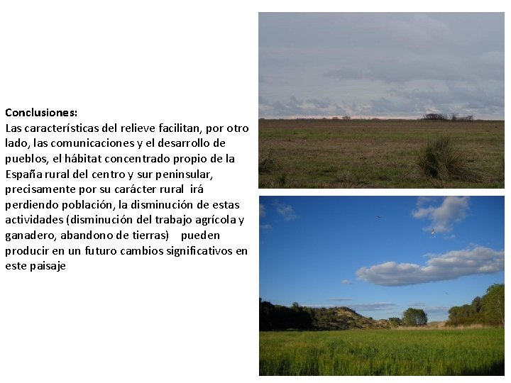 Conclusiones: Las características del relieve facilitan, por otro lado, las comunicaciones y el desarrollo Conclusiones: Las características del relieve facilitan, por otro lado, las comunicaciones y el desarrollo