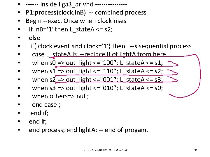  • ------ inside liga 3_ar. vhd ------- • P 1: process(clock, in. B)