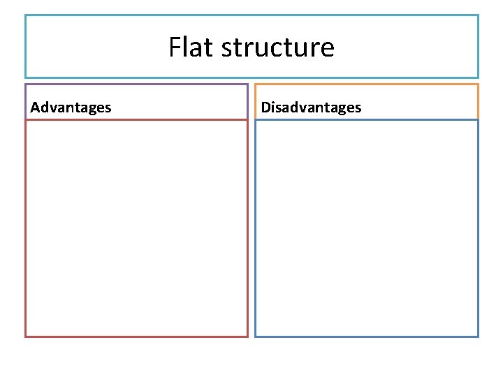 Flat structure Advantages Disadvantages 