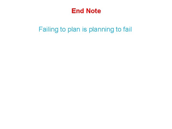 End Note Failing to plan is planning to fail 