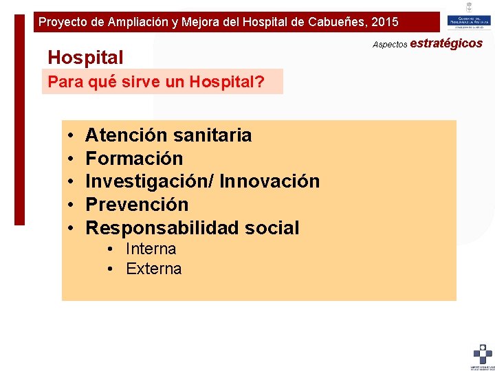 Proyecto de Ampliación y Mejora del Hospital de Cabueñes, 2015 Plan de Ampliaciónestratégicos y
