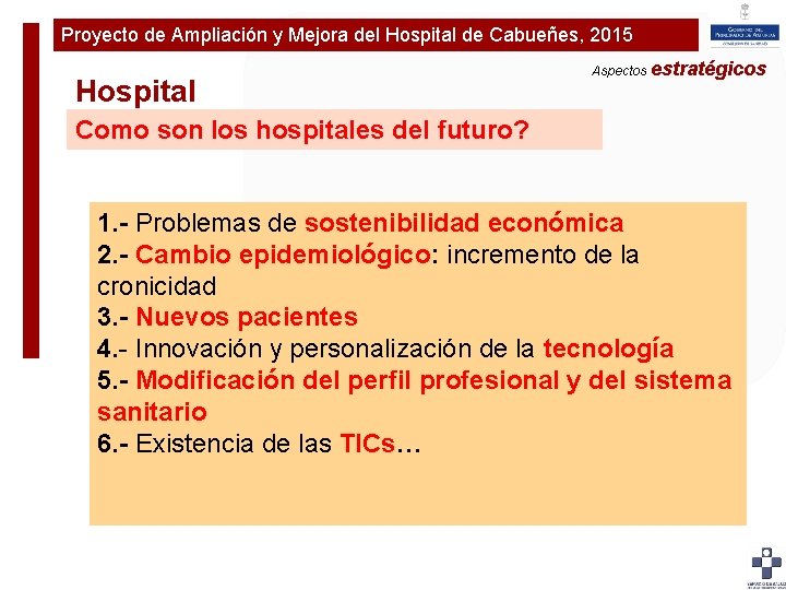 Proyecto de Ampliación y Mejora del Hospital de Cabueñes, 2015 Plan de Ampliaciónestratégicos y