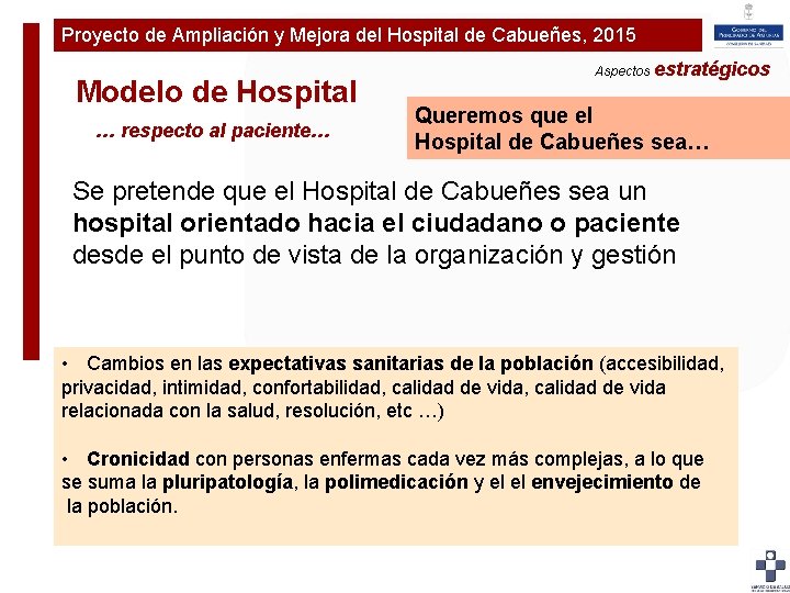 Proyecto de Ampliación y Mejora del Hospital de Cabueñes, 2015 Plan de Ampliaciónestratégicos y