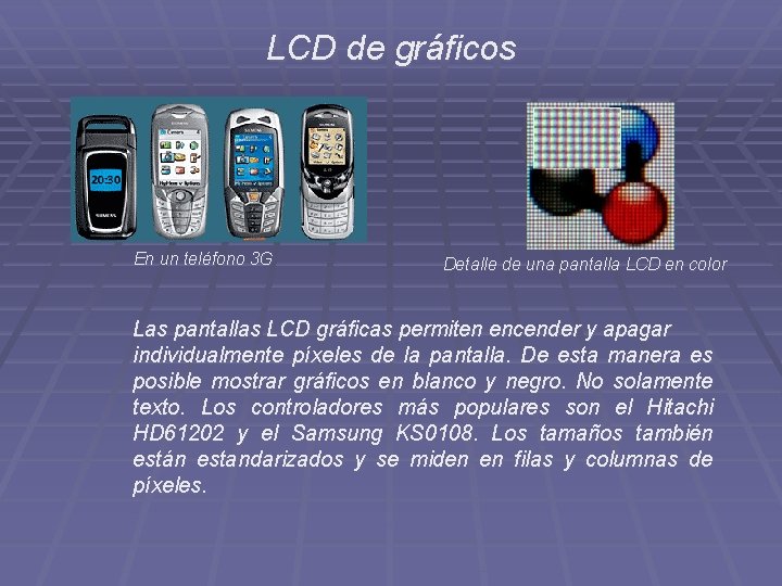 LCD de gráficos En un teléfono 3 G Detalle de una pantalla LCD en