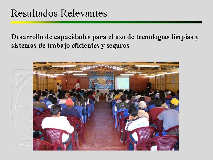 Resultados Relevantes Desarrollo de capacidades para el uso de tecnologías limpias y sistemas de