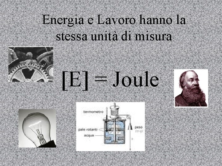 Energia e Lavoro hanno la stessa unità di misura [E] = Joule 