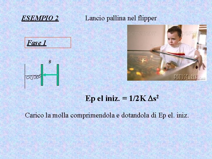 ESEMPIO 2 Lancio pallina nel flipper Fase 1 s Ep el iniz. = 1/2